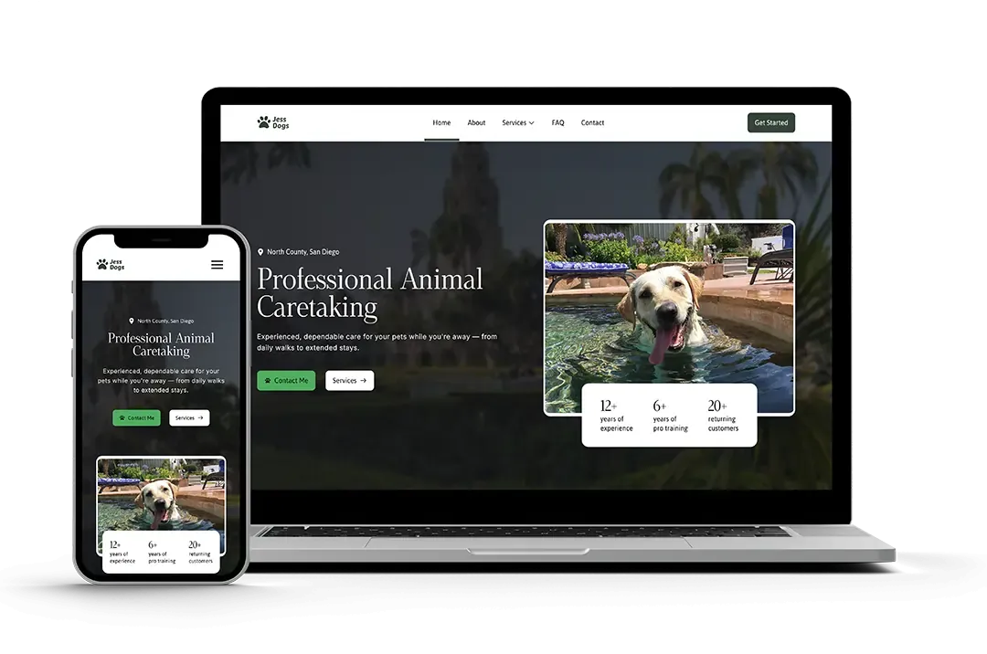 Jess Dogs website mockup